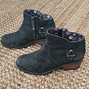 Teva Black Ankle Booties with Floral Lining